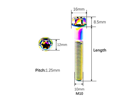Titanium Bolt M10×10 15 20 25 30 35 40 45 50 55 60 65 70 75 80 85 90 100 110 120mm T45 Flange Torx Head CNC Screw for Bike Motorcycle Car,Pitch 1.25mm,by Tianswer