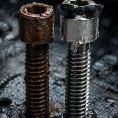 Grade 5 Ti-6Al-4V titanium bolt compared alongside Class 10.9 alloy steel bolt in engineering comparison