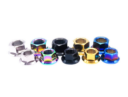 Titanium Nut M10 M12 Flange Hex Nut for Bike Motorcycle Car,Pitch 1/1.25/1.5/1.75mm,by Tianswer
