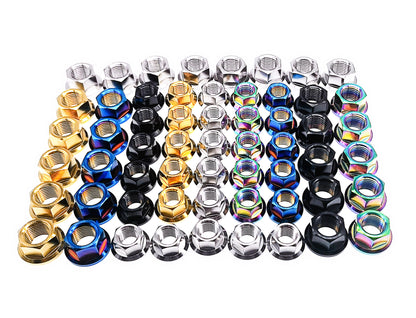 Titanium Nut M10 M12 Flange Hex Nut for Bike Motorcycle Car,Pitch 1/1.25/1.5/1.75mm,by Tianswer