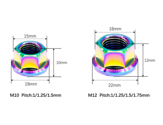 Titanium Nut M10 M12 Flange Hex Nut for Bike Motorcycle Car,Pitch 1/1.25/1.5/1.75mm,by Tianswer