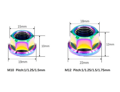 Titanium Nut M10 M12 Flange Hex Nut for Bike Motorcycle Car,Pitch 1/1.25/1.5/1.75mm,by Tianswer