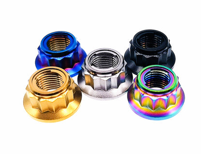 Titanium Nut M10 Bi-Hex/12point Flange Metal Lock nut  for Bike Motorcycle Car,disc brake,Braking system,Pitch 1/1.25/1.5mm,by Tianswer