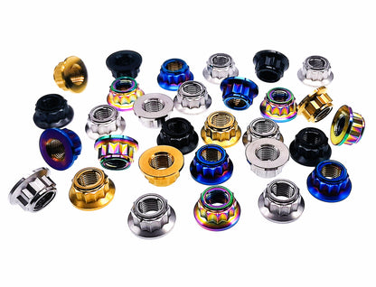 Titanium Nut M10 Bi-Hex/12point Flange Metal Lock nut  for Bike Motorcycle Car,disc brake,Braking system,Pitch 1/1.25/1.5mm,by Tianswer