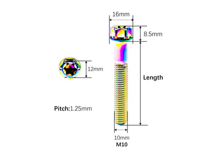 Titanium Bolt M10×10 15 20 25 30 35 40 45 50 55 60 65 70 75 80 85 90 100 110 120mm T45 Flange Torx Head CNC Screw for Bike Motorcycle Car,Pitch 1.25mm,by Tianswer