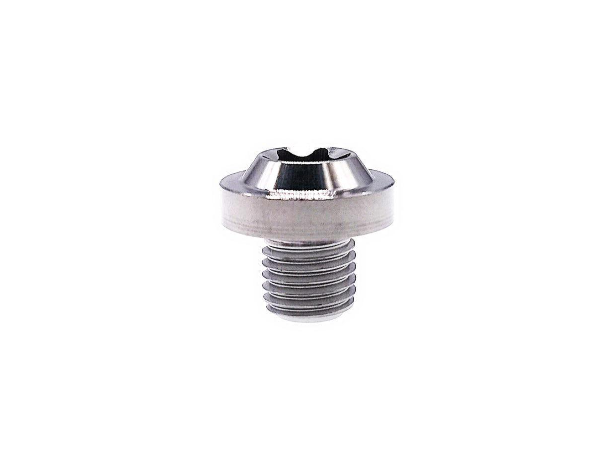 Natural titanium M10 Torx T50 flying saucer head bolt, 7mm head height