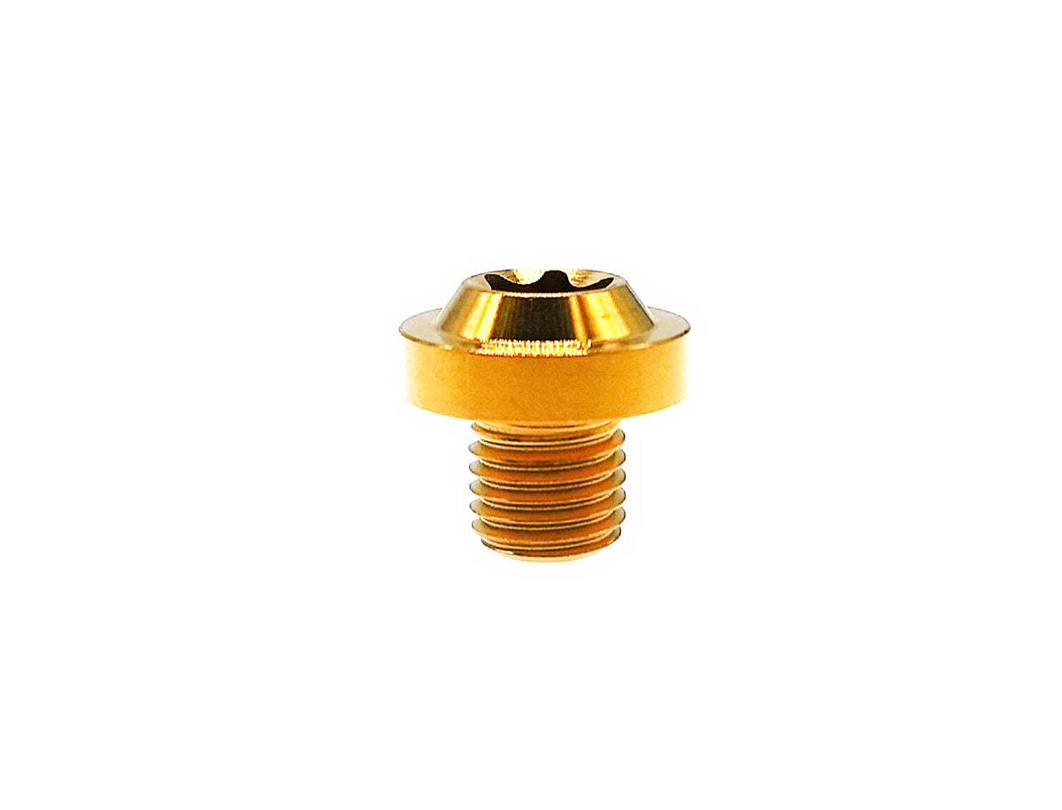 Gold anodized titanium M10 Torx T50 flying saucer head screw