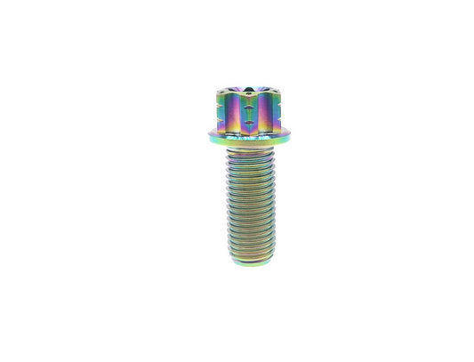 Rainbow anodized titanium M10 flange Torx head bolt, 25mm, for motorcycle engines