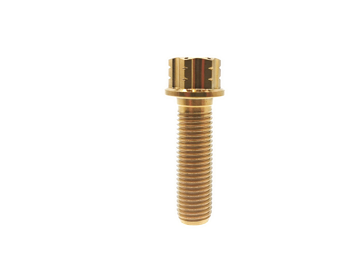Gold anodized titanium M10 flange Torx head bolt in 35mm length