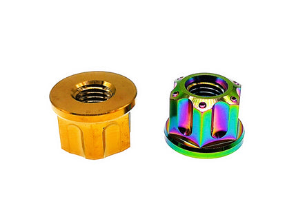 Titanium Nut M6 M8 M10 M12 M14 M16 Flange Fancy Rear Axle Nut for Mountain bike motorcycle car modification ,Pitch 1/1.25/1.5mm, by Tianswer