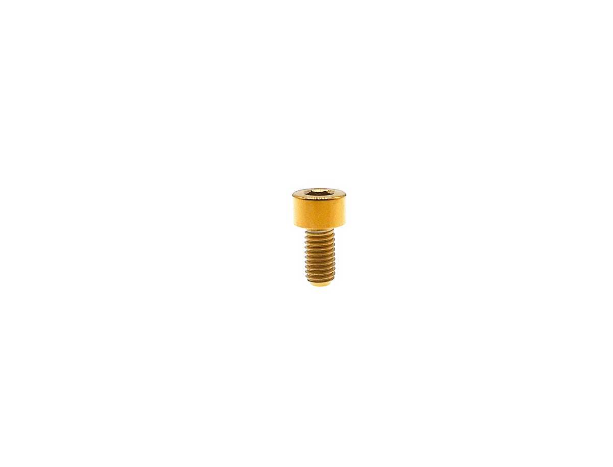 Gold anodized titanium M5 DIN912 socket cap screw, 8.5mm head with 4mm hex socket