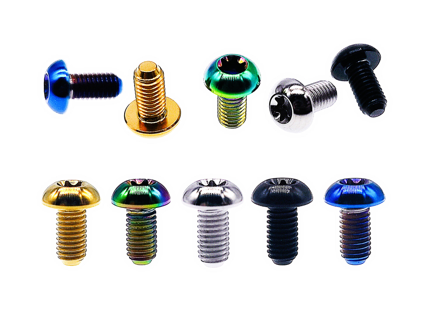 Titanium Bolt M5x10 12 15mm T25 Button Torx Head Screw for Bicycle Disc Brake,Pitch 0.8mm, by Tianswe