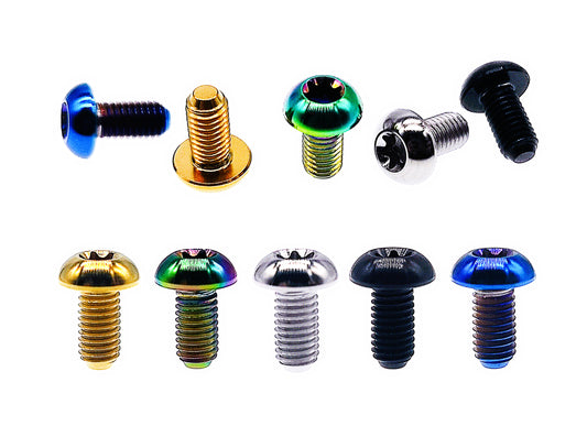 Titanium Bolt M5x10 12 15mm T25 Button Torx Head Screw for Bicycle Disc Brake,Pitch 0.8mm, by Tianswe