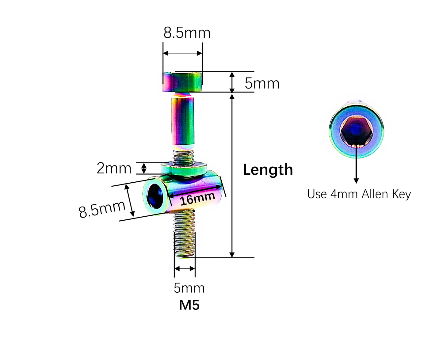 Titanium Bolt M5x30 35 40mm Bicycle Seatpost Screw for Bicycle Replacement Parts,1 Set , by Tianswer