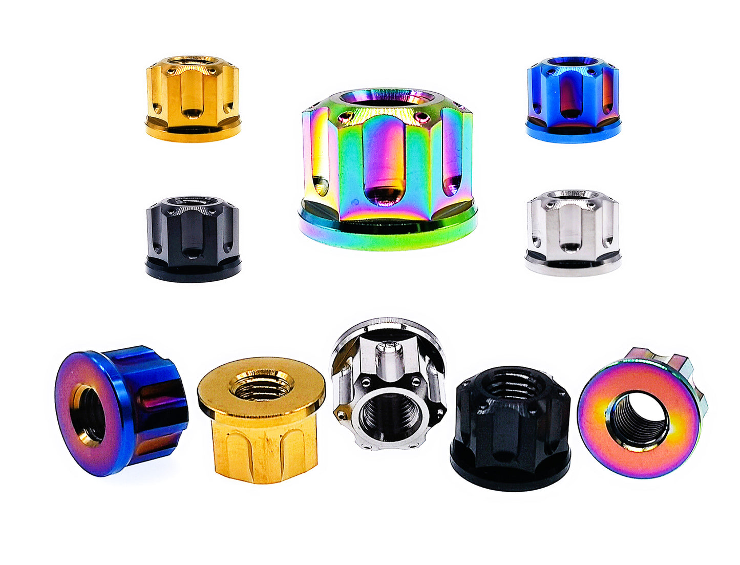 Titanium Nut M6 M8 M10 M12 M14 M16 Flange Fancy Rear Axle Nut for Mountain bike motorcycle car modification ,Pitch 1/1.25/1.5mm, by Tianswer
