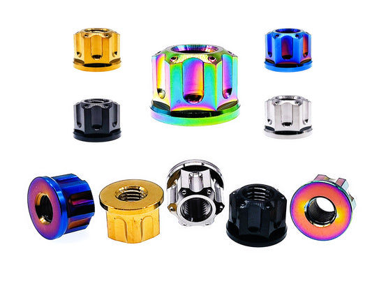 Titanium Nut M6 M8 M10 M12 M14 M16 Flange Fancy Rear Axle Nut for Mountain bike motorcycle car modification ,Pitch 1/1.25/1.5mm, by Tianswer