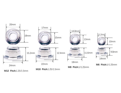 Titanium Nut M6 M8 M10 M12 Flange Nylon Insert Hex Lock Nuts ,Pitch 1/1.25/1.5mm,by Tianswer