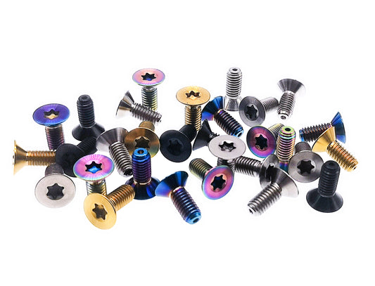 Titanium Bolt M6x10 15 20 25 30mm Full Thread Flat Countersunk Torx T30 Head Screw for Bike ,Steering wheel,Pitch 1mm , by Tianswer