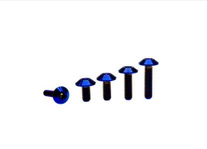Burn Blue titanium M6 umbrella head Torx bolts stepped from short to long