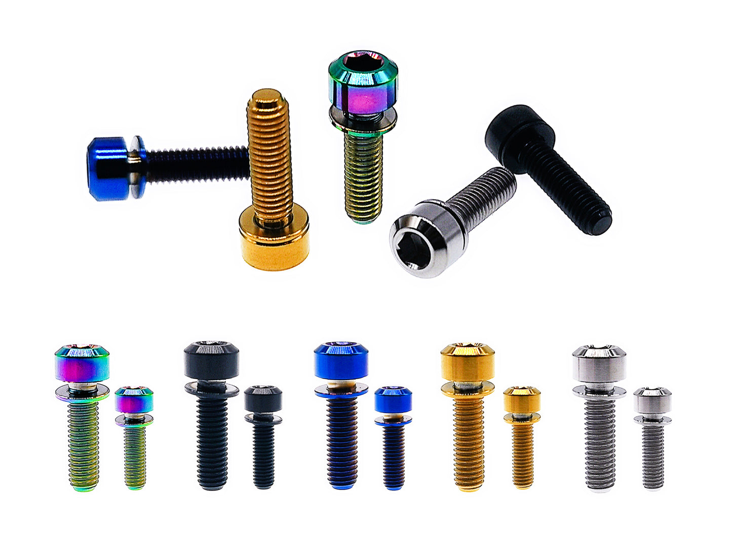 Titanium Bolt M6x16 18 20 25 30 35 40mm Chamfered column Hex Socket Head with Anti-fall off Ti Washer Screw for Bike, Pitch 1mm, by Tianswer