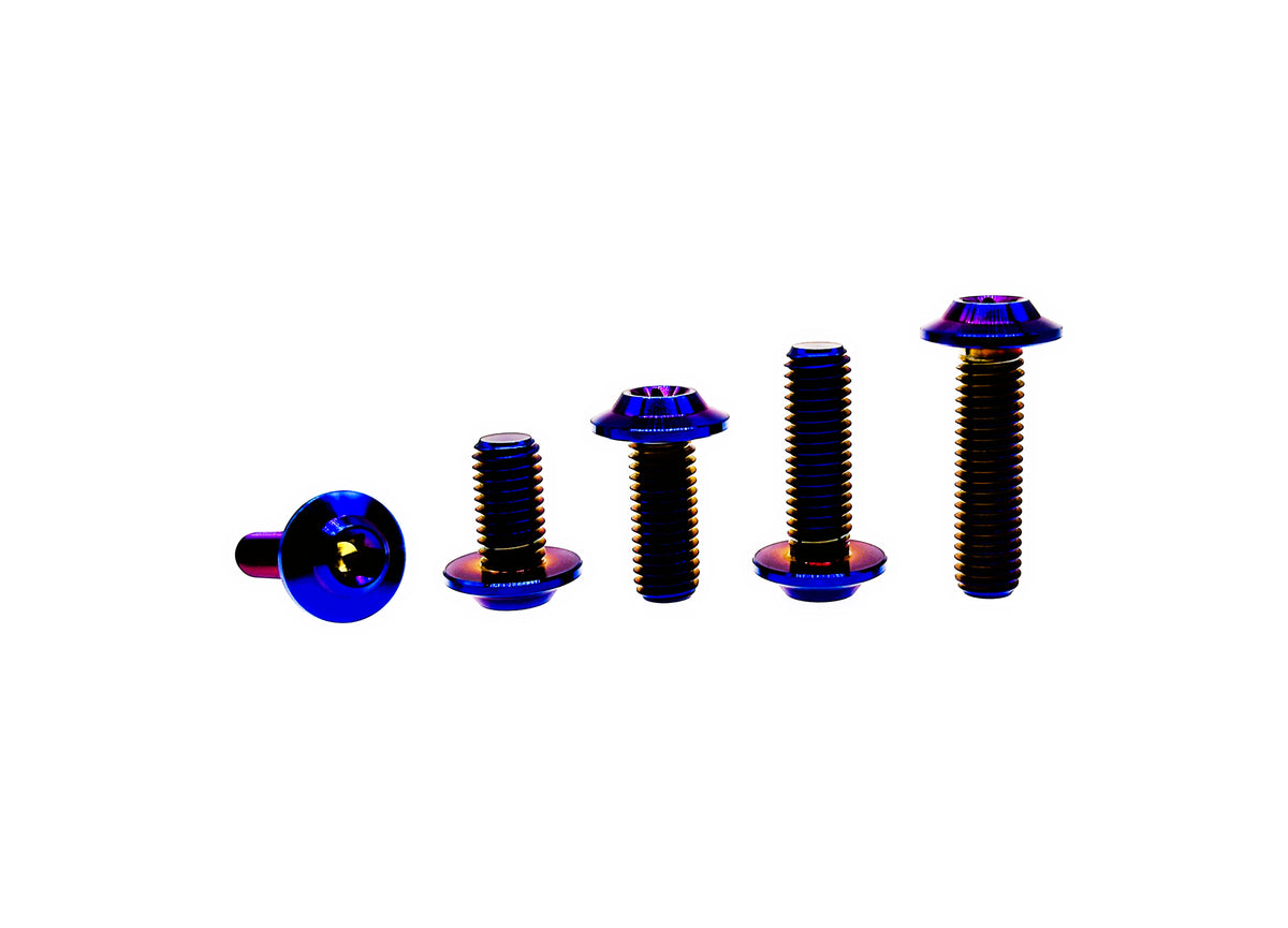 Burn Blue titanium M6 umbrella disc head Torx bolts from short to long