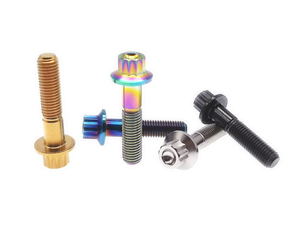 Titanium Bolt M7×32mm Bi-Hex/12point Flange Bolts for Car Wheel hub screws,BBS specific,Pitch 1mm, by Tianswer