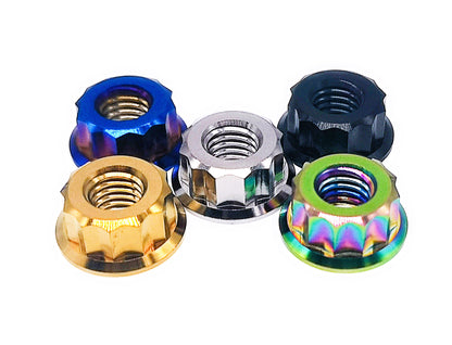 Titanium Nut M5 M6 M8 M10 M12  Bi-Hex/12point Flange Nut for Bike Motorcycle Car ,Pitch 0.8/1/1.25/1.5mm, by Tianswer