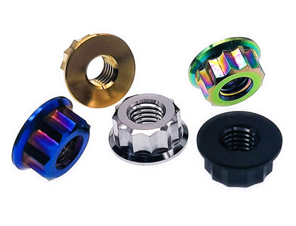 Titanium Nut M5 M6 M8 M10 M12  Bi-Hex/12point Flange Nut for Bike Motorcycle Car ,Pitch 0.8/1/1.25/1.5mm, by Tianswer