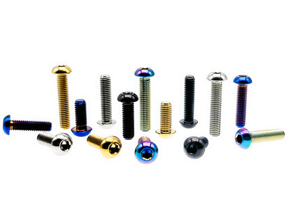Tianswer Grade 5 titanium M8 ISO7380 button head bolts in gold, black, blue, rainbow and silver