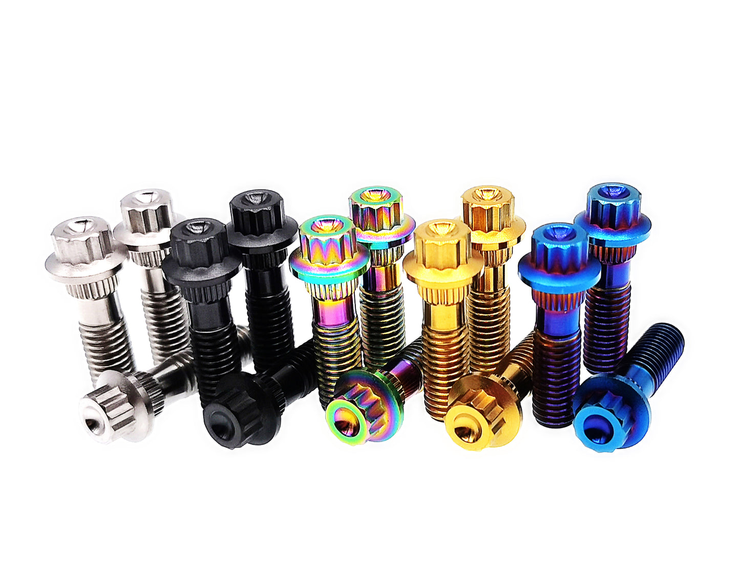 Titanium Bolt M8×28 30 32mm Bi-Hex/12point Flange Bolts  for Car Wheel hub,fastening screws,BBS specific,Pitch 1/1.25mm,by Tianswer