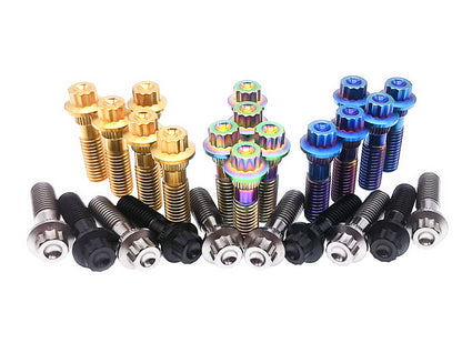 Titanium Bolt M8×28 30 32mm Bi-Hex/12point Flange Bolts  for Car Wheel hub,fastening screws,BBS specific,Pitch 1/1.25mm,by Tianswer
