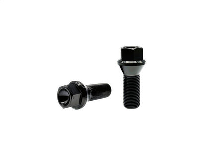 Black anodized titanium M14 conical seat lug bolt pair with hex head for BMW wheels