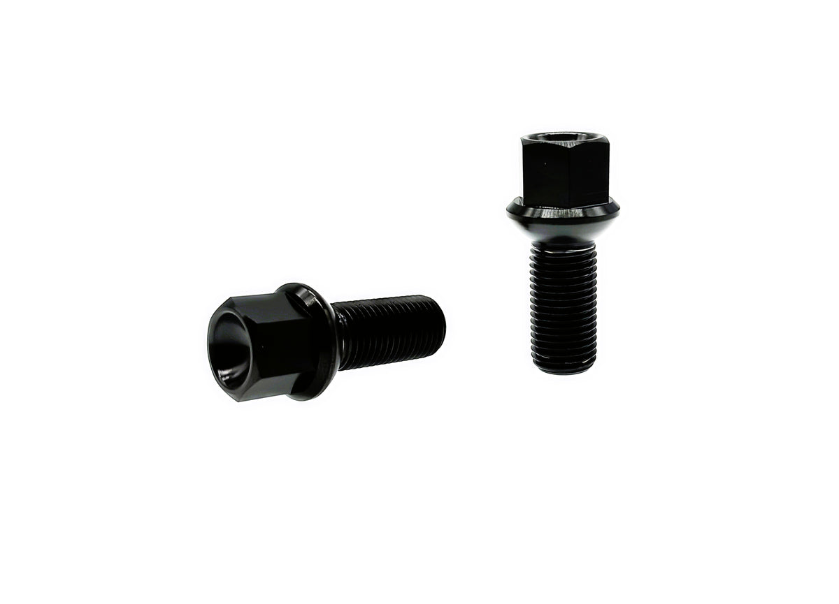 Black anodized titanium M14x1.5 ball seat lug bolt for Volkswagen wheels