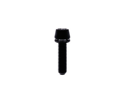 Black anodized titanium M5 tapered head hex socket bolt with captive titanium washer