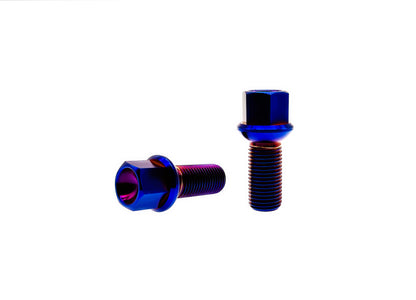 Burn Blue titanium M14x1.5 ball seat wheel bolt with 17mm hex head