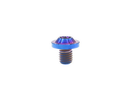 Burn Blue titanium M5 flying saucer Torx head bolt with wide flange and full thread