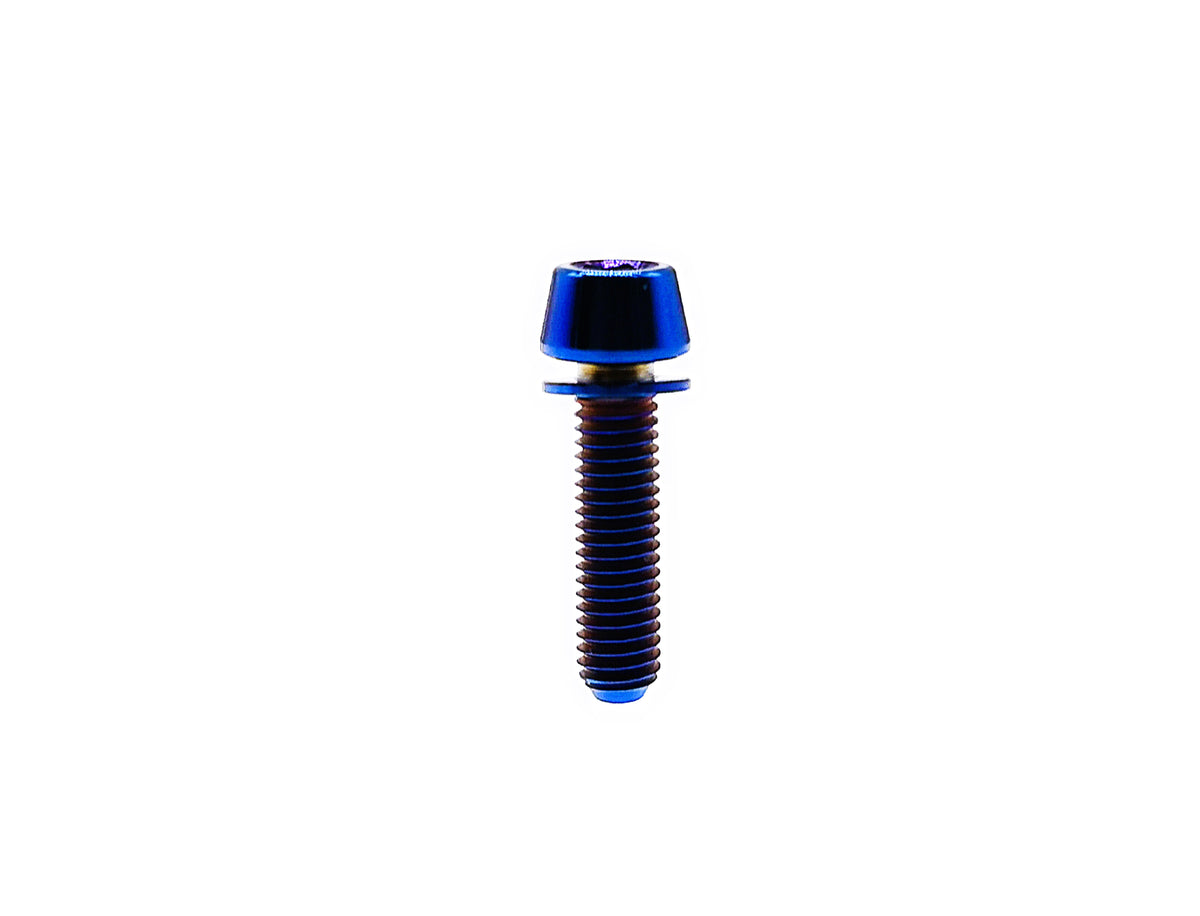 Burn Blue titanium M6 tapered cap head bolt with anti-fall off titanium washer