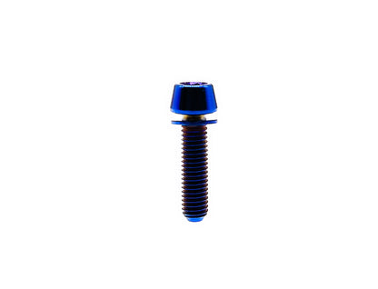 Burn Blue titanium M6 tapered cap head bolt with anti-fall off titanium washer