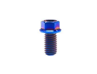 Burn Blue titanium M8 flanged hex head screw for motorcycle brake caliper