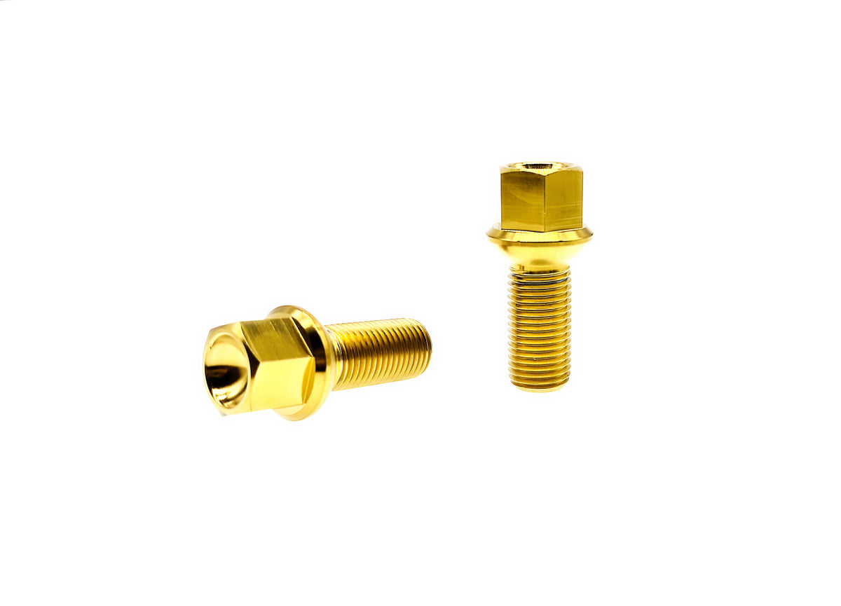 Gold anodized titanium M14x1.5 ball seat lug bolt for Audi wheels