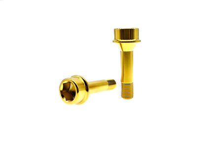 Gold anodized titanium M14x52mm lug bolt with 17mm internal hex socket