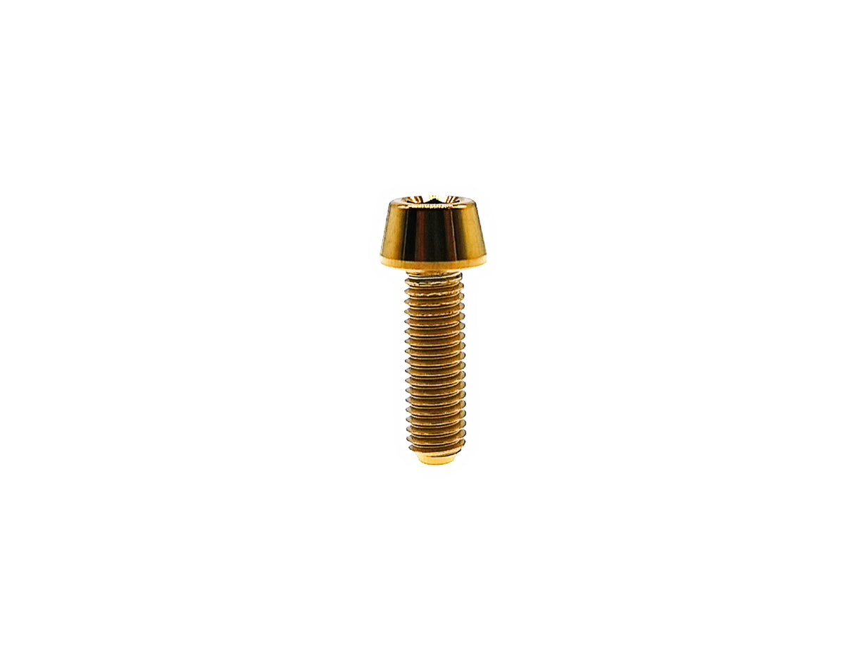 Gold anodized titanium M5 tapered head hex socket cap bolt for bicycle