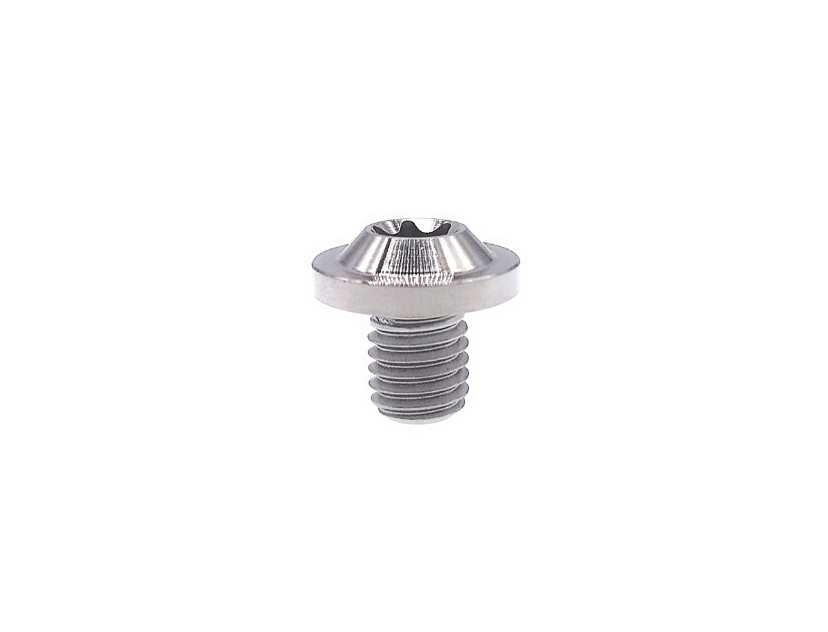 Natural titanium M5 flying saucer Torx head bolt with polished tapered flange