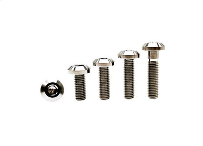 Natural titanium M6 and M6 umbrella head hex socket bolts in four lengths