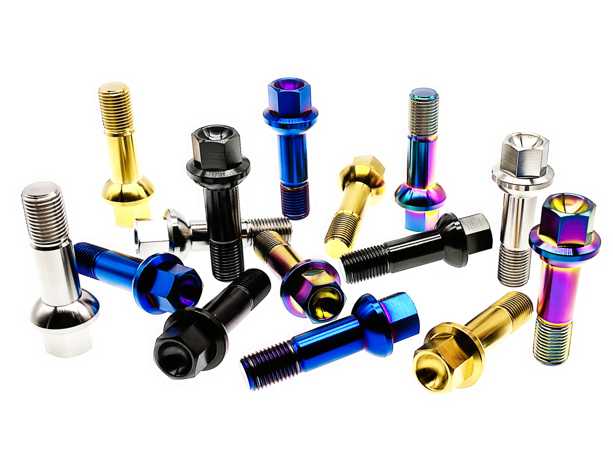 Tianswer titanium M14 ball seat lug bolts for Mercedes-Benz in five anodized finishes