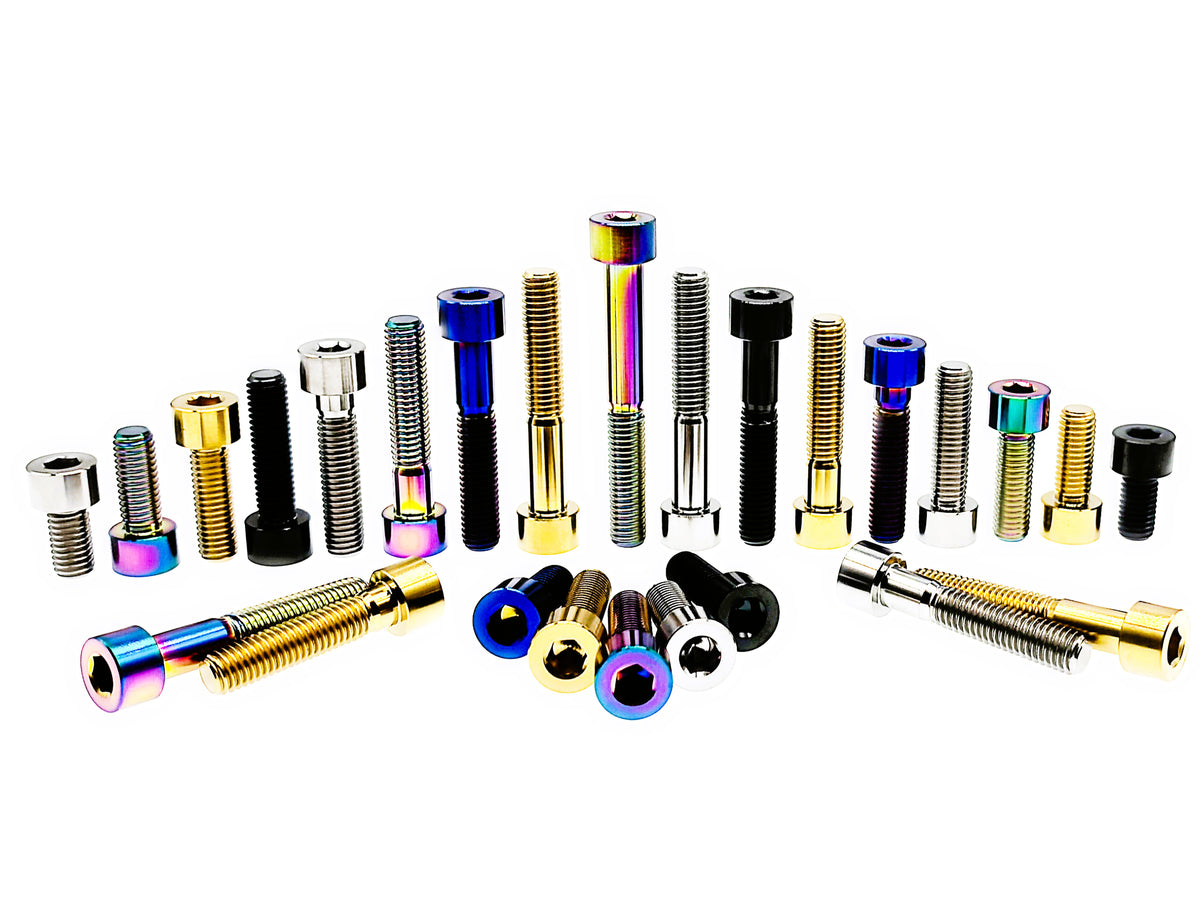 Tianswer titanium M6 DIN912 socket cap screws in five anodized finishes