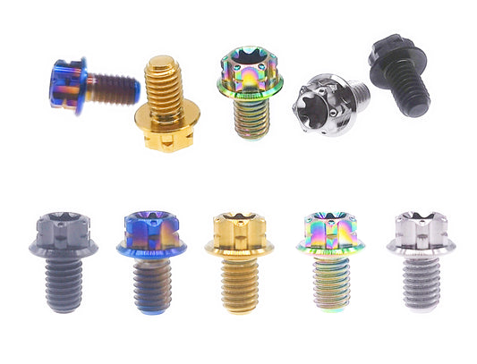 Tianswer titanium M6 flange Torx T30 head bolts in five anodized finishes