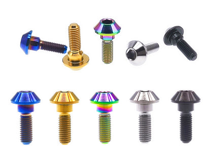 Tianswer titanium M6 tapered head brake disc bolts in five anodized finishes