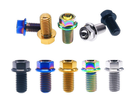 Tianswer titanium M8 flanged hex head bolts in five anodized finishes